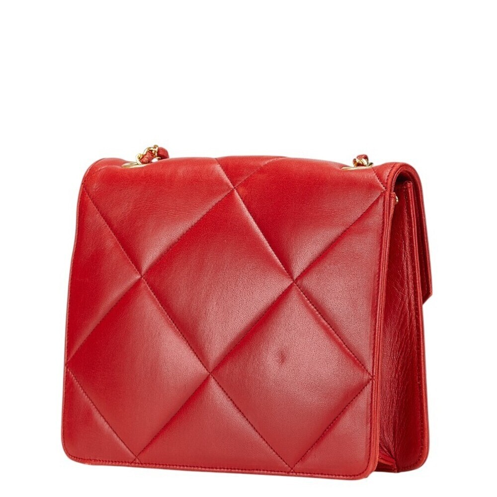 CHANEL Red Lambskin Leather Logo Shoulder Bag - Picture 2 of 12